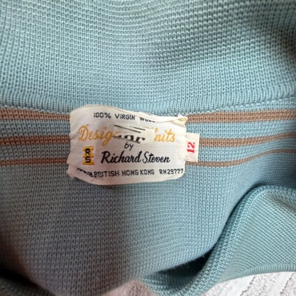 Vintage Designer Knits by Richard Steven Womens 12 Cardigan Sweater Wool Striped - Picture 9 of 9